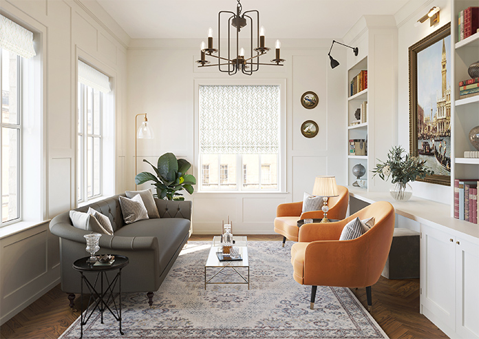 Boughton Faux Silk, Nectarine - Motorised Roman Blind - Image 8